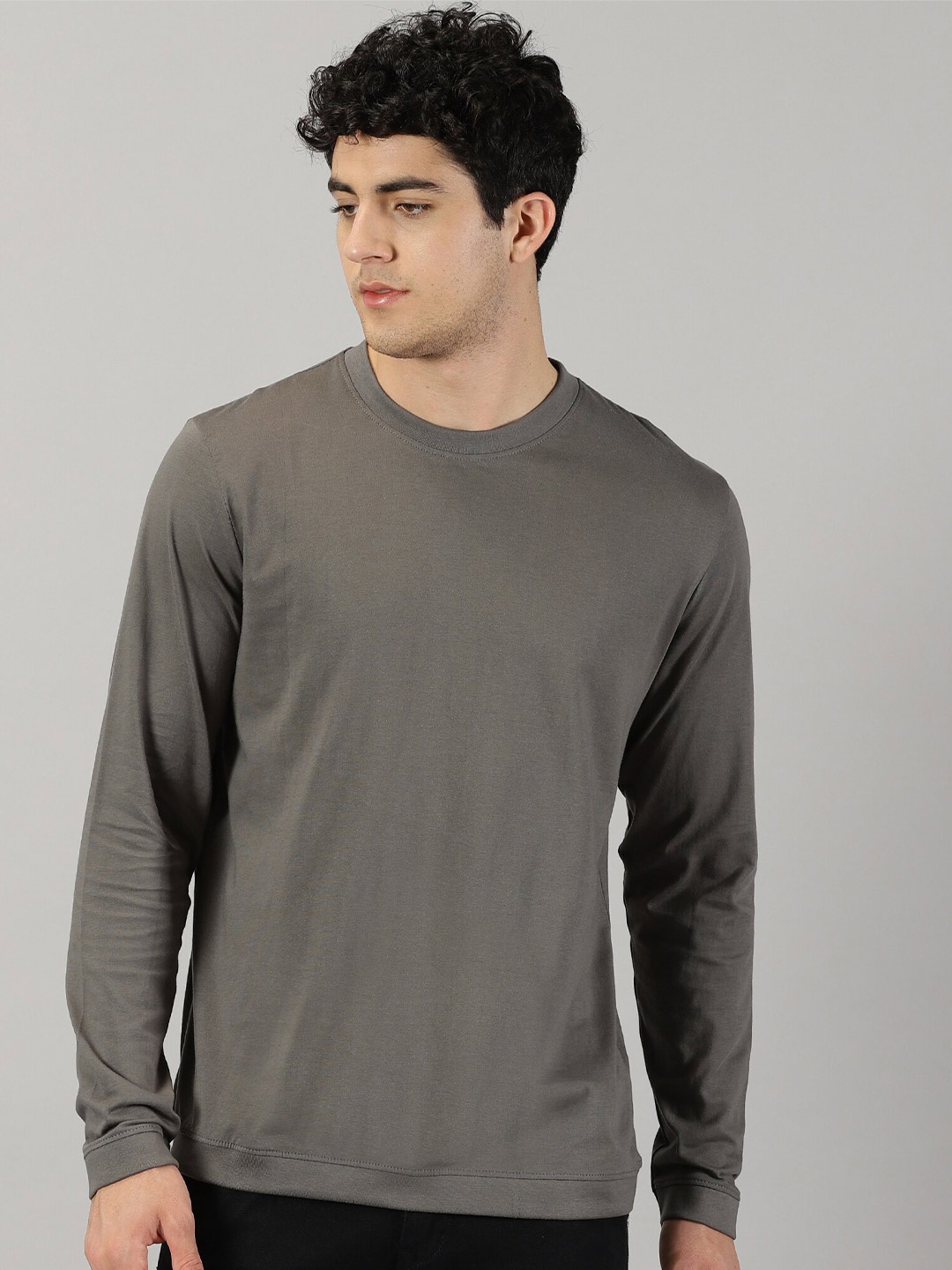 

THE HOLLANDER Round Neck Cotton T-shirt, Grey