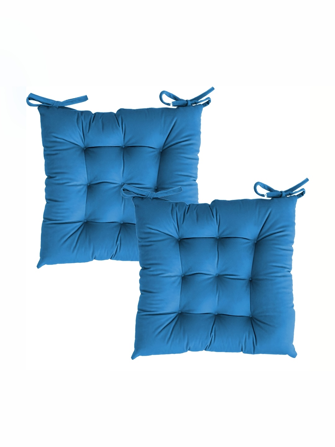 

LINENOVATION 2 Pieces Blue Comfortable Square Cushion Chair Pads