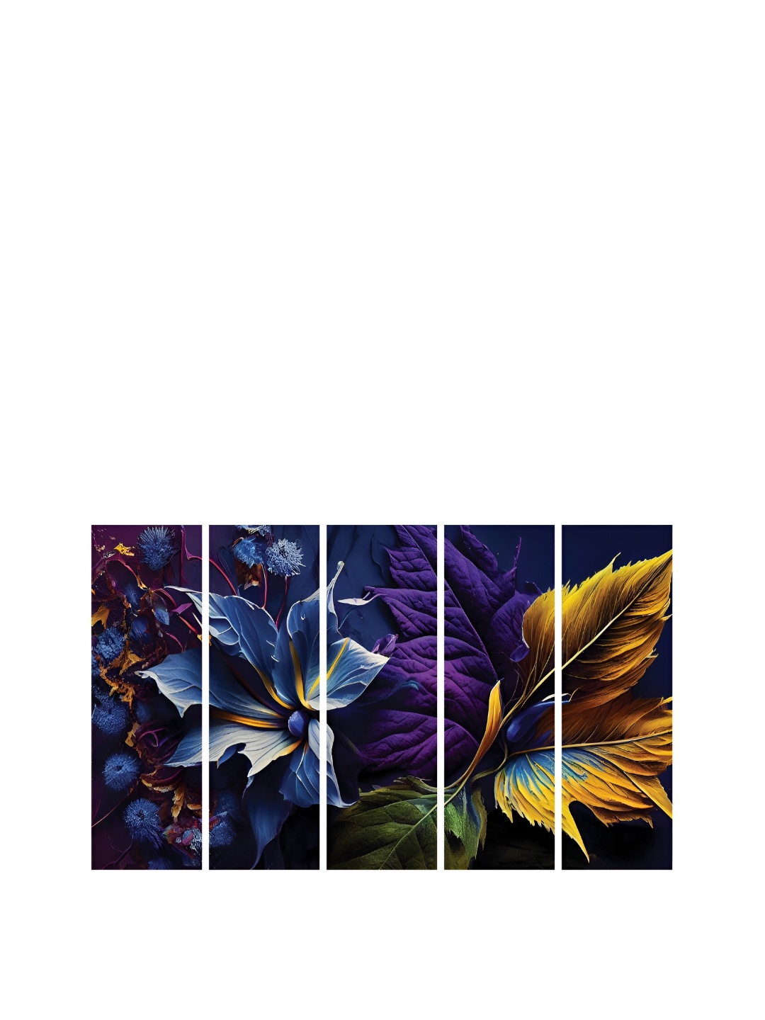 

HOOMDECO Blue & Purple 5 Pieces Floral & Botanical Paintings Wall Art