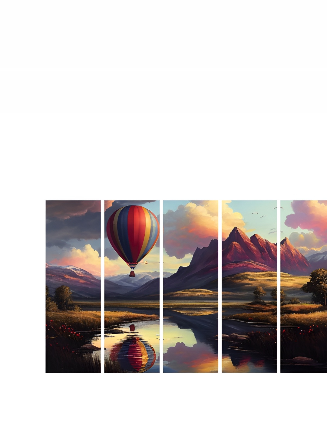 

HOOMDECO Blue & Brown 5 Pieces Paintings Wall Art