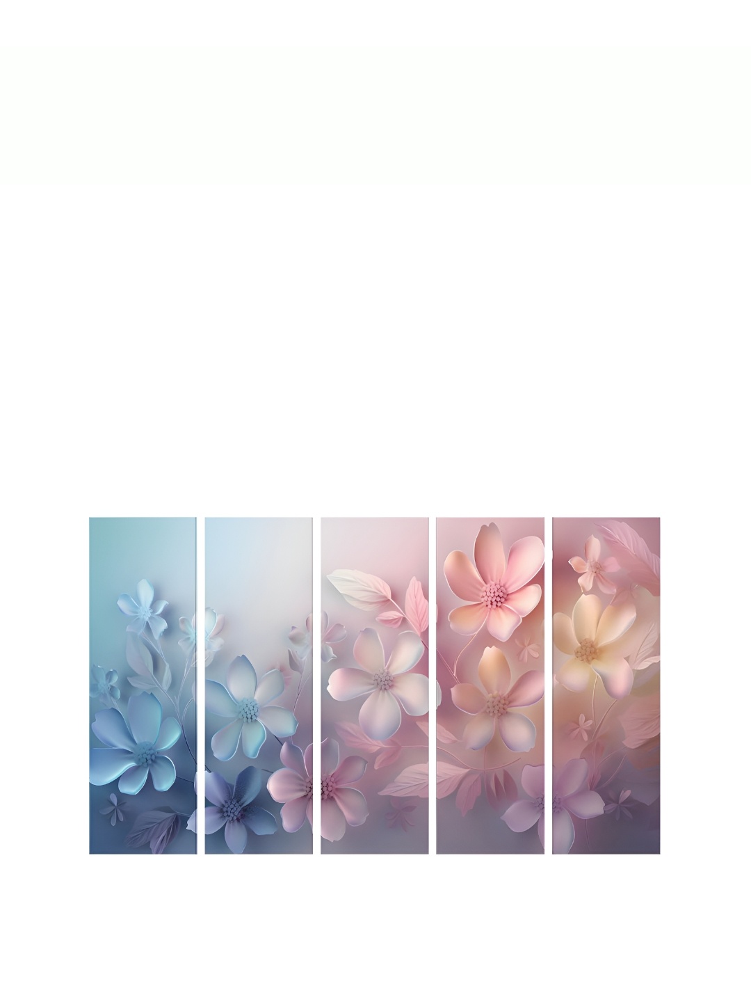

HOOMDECO Blue & Peach 5 Pieces Floral & Botanical Paintings Wall Art