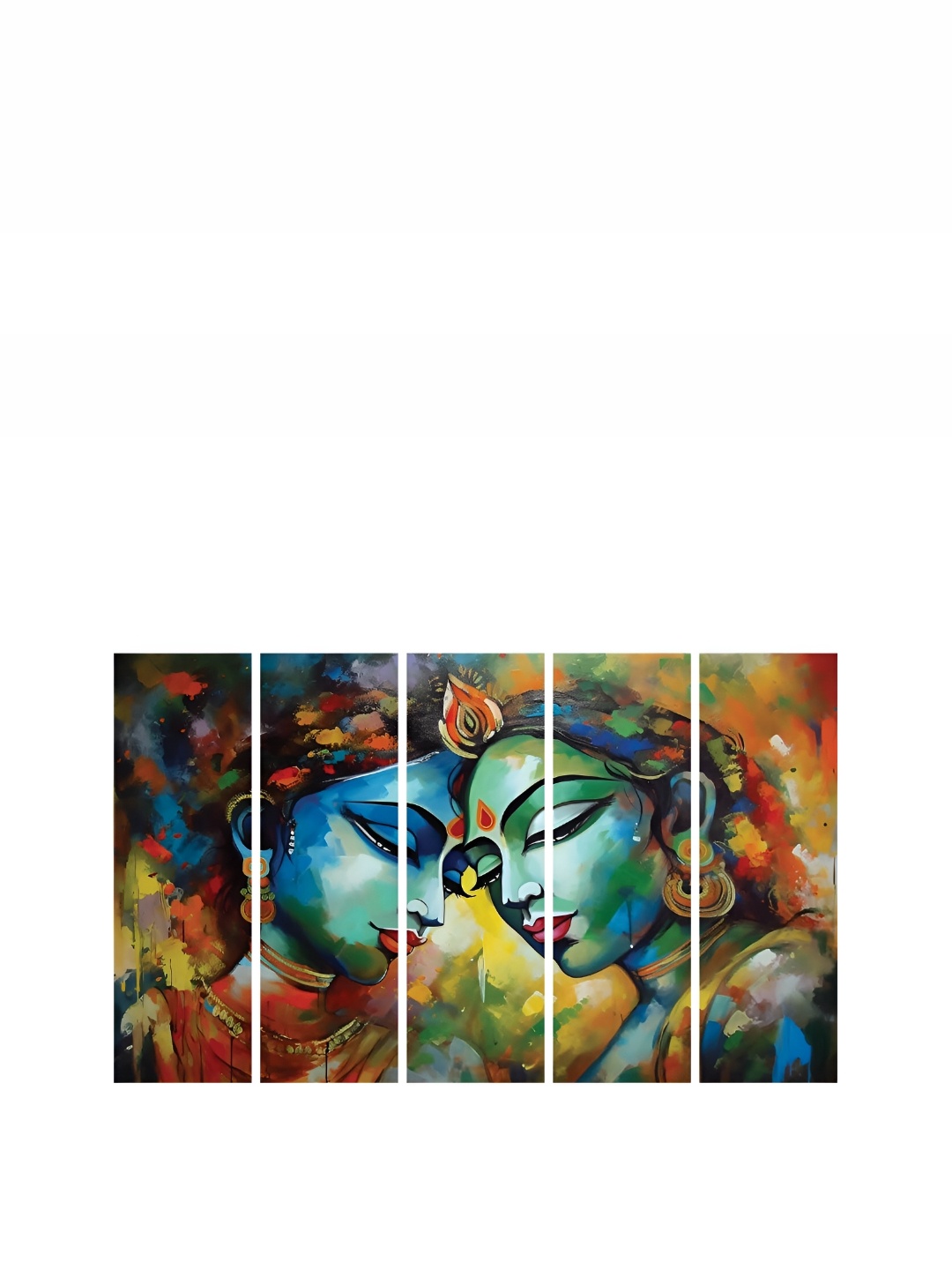 

HOOMDECO Blue & Green 5 Pieces Religious Paintings Wall Art