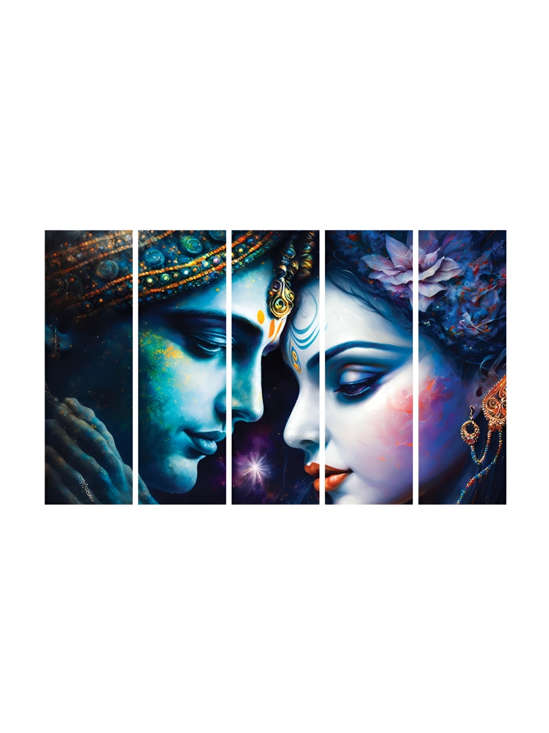 

HOOMDECO Blue & Purple 5 Pieces Religious Paintings Wall Art