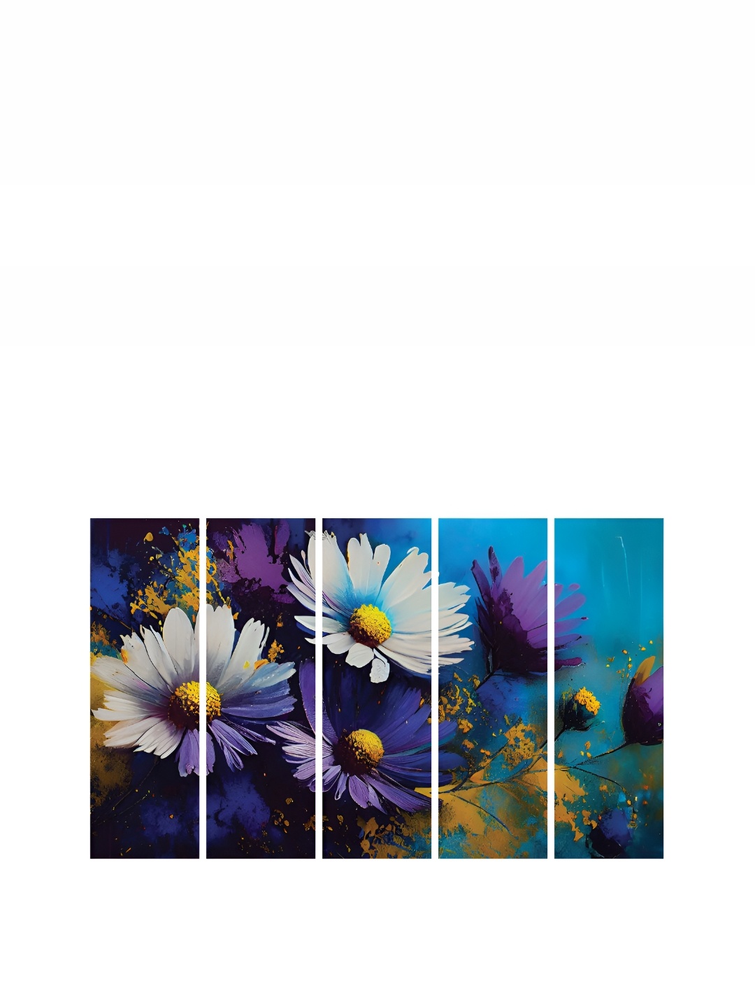 

HOOMDECO Blue & Purple 5 Pieces Floral & Botanical Paintings Wall Art