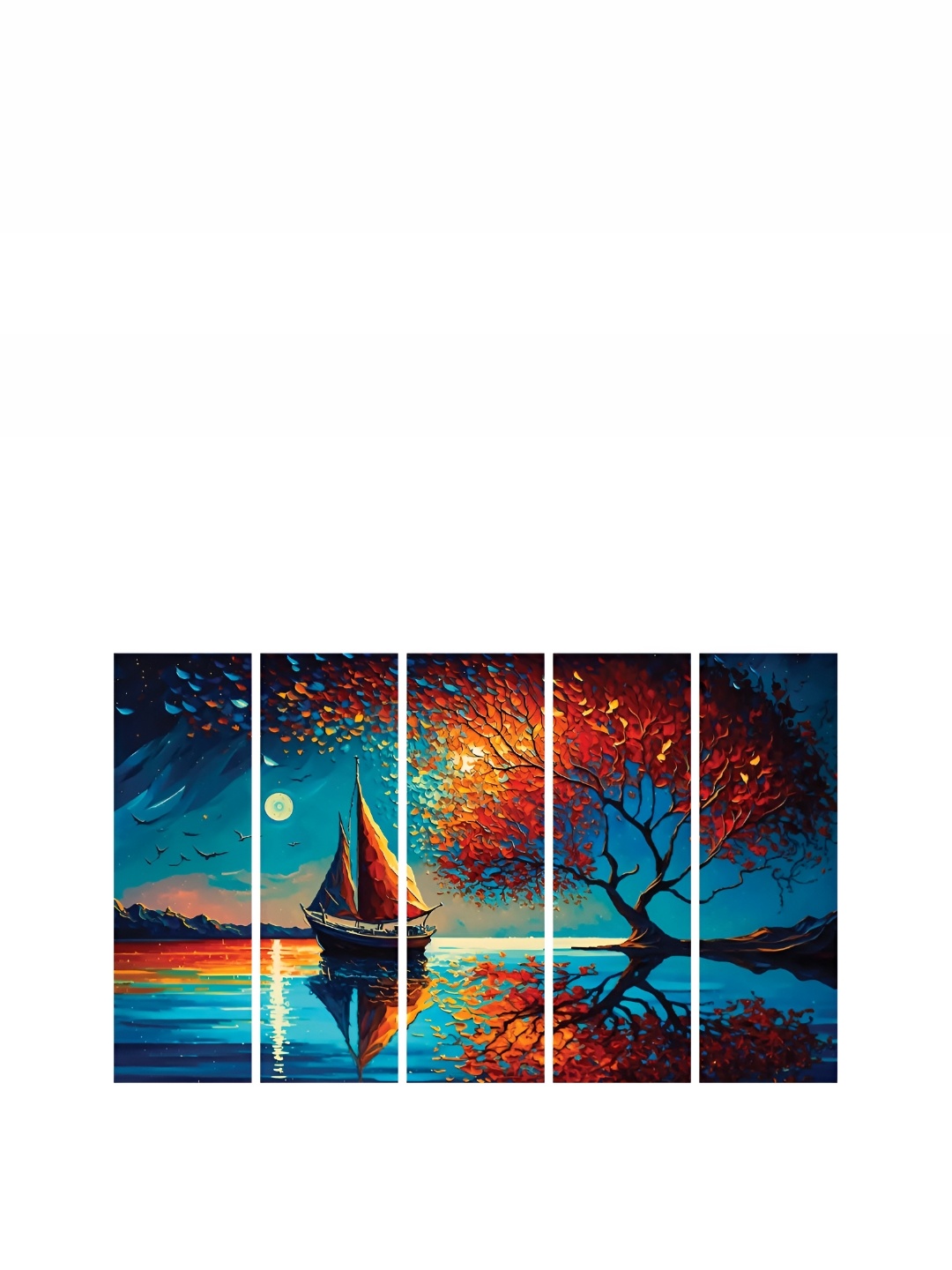 

HOOMDECO Blue & Red 5 Pieces Paintings Wall Art