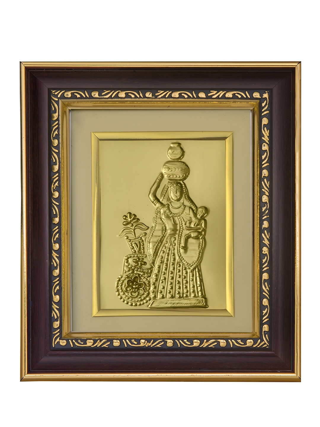 

Pray Everyday Gold-Plated & Brown Copper Paniharin Self Design Wall Photo Frame