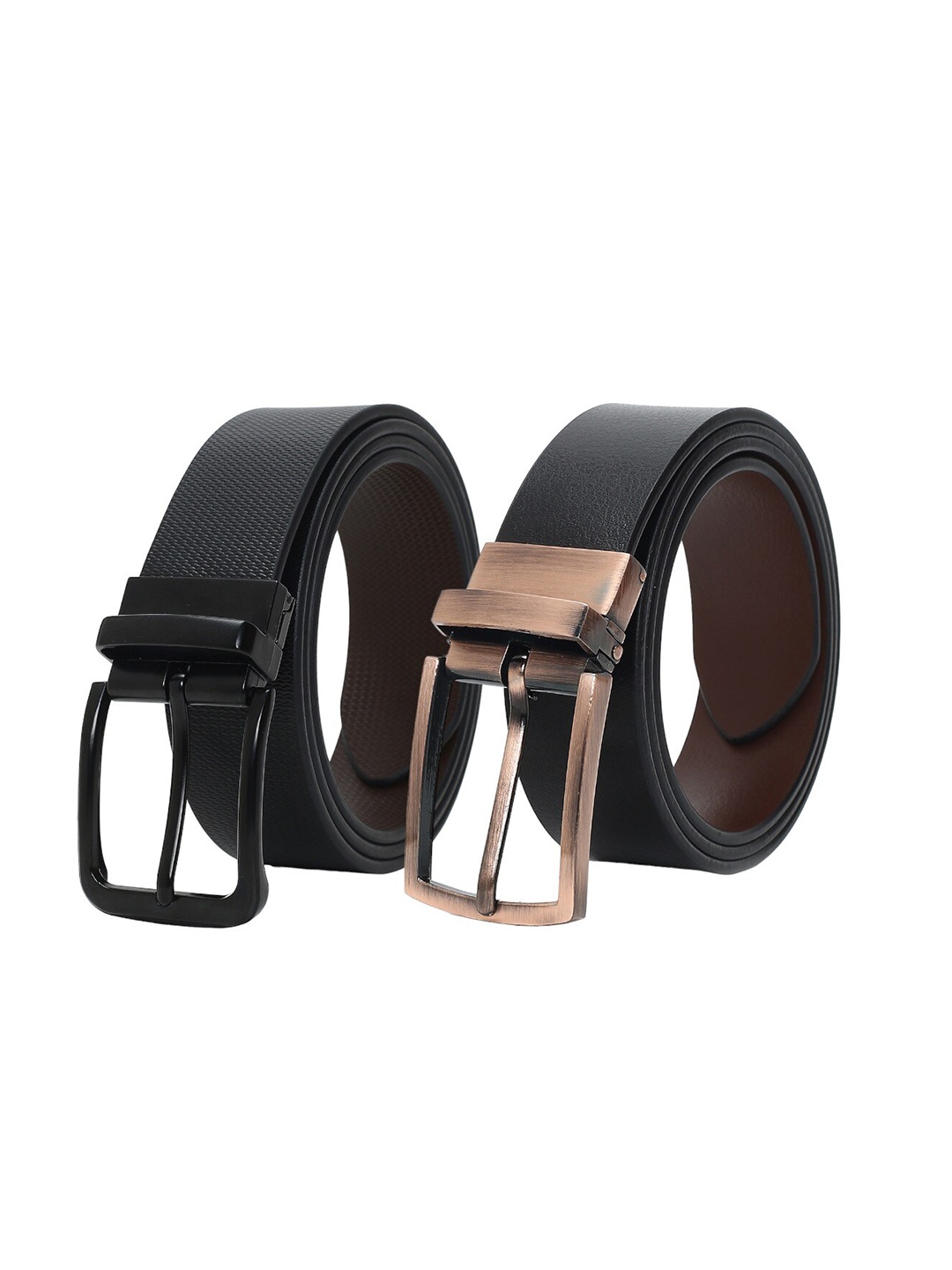 

CRUSSET Set Of 2 Textured Leather Reversible Formal Belt, Black