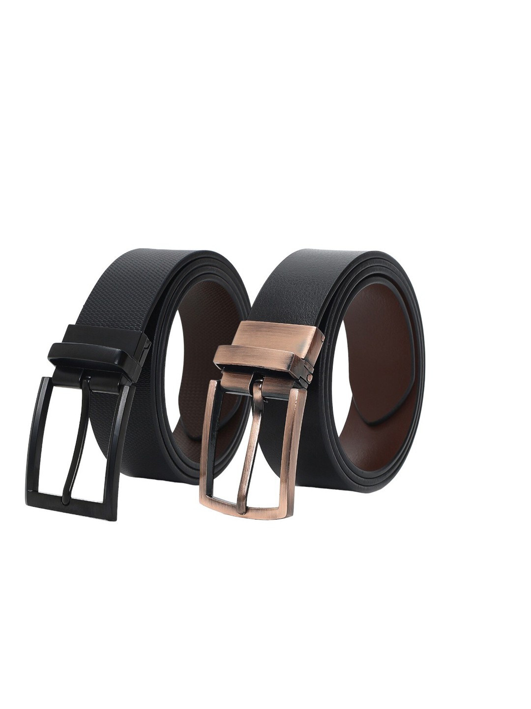

CRUSSET Set Of 2 Textured Leather Reversible Formal Belt, Black