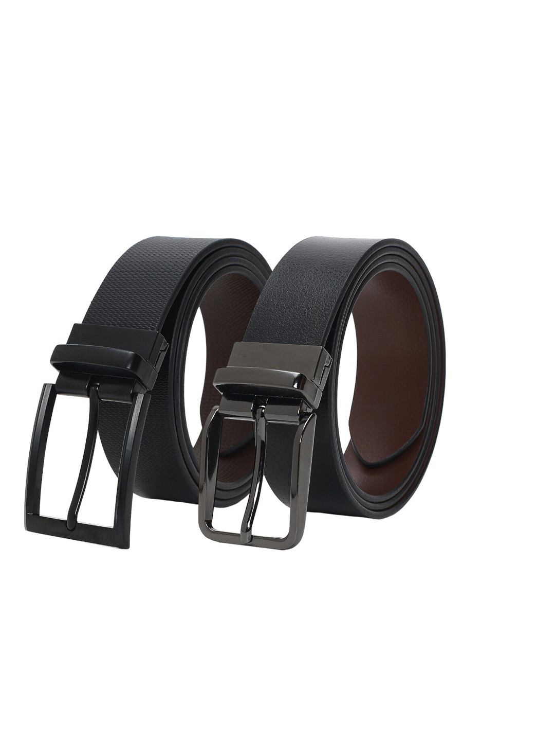 

CRUSSET Set Of 2 Textured Leather Reversible Formal Belt, Black