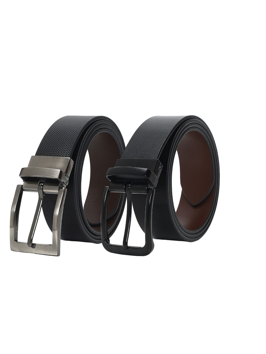 

CRUSSET Men Pack Of 2 Leather Reversible Formal Belt, Black
