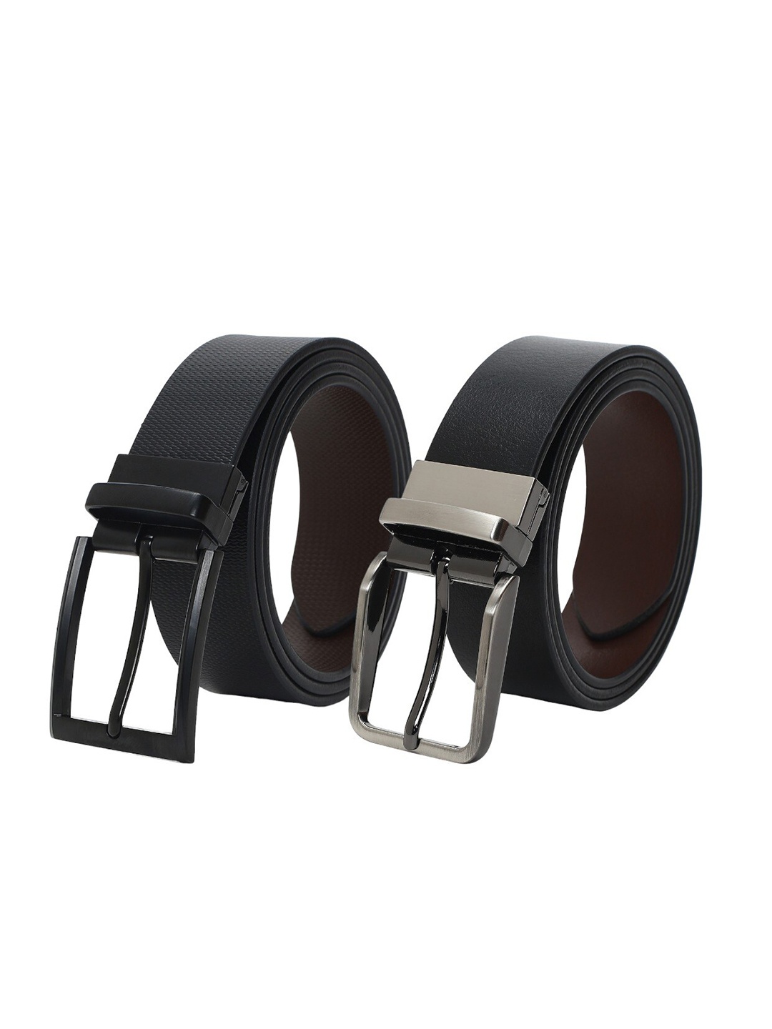 

CRUSSET Men Black 2 Leather Reversible Formal Belt