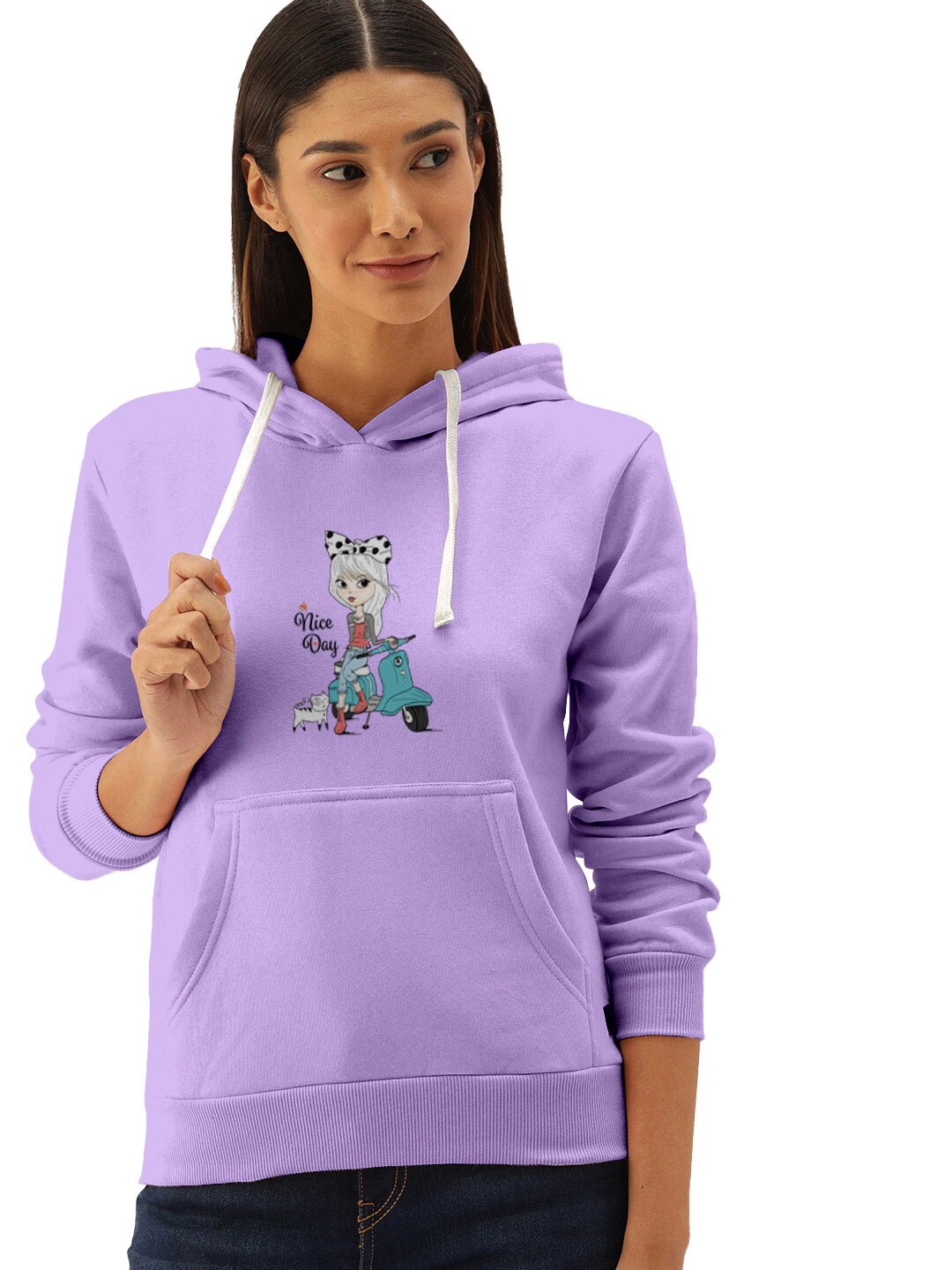 

BAESD Graphic Printed Hooded Cotton Sweatshirt, Lavender