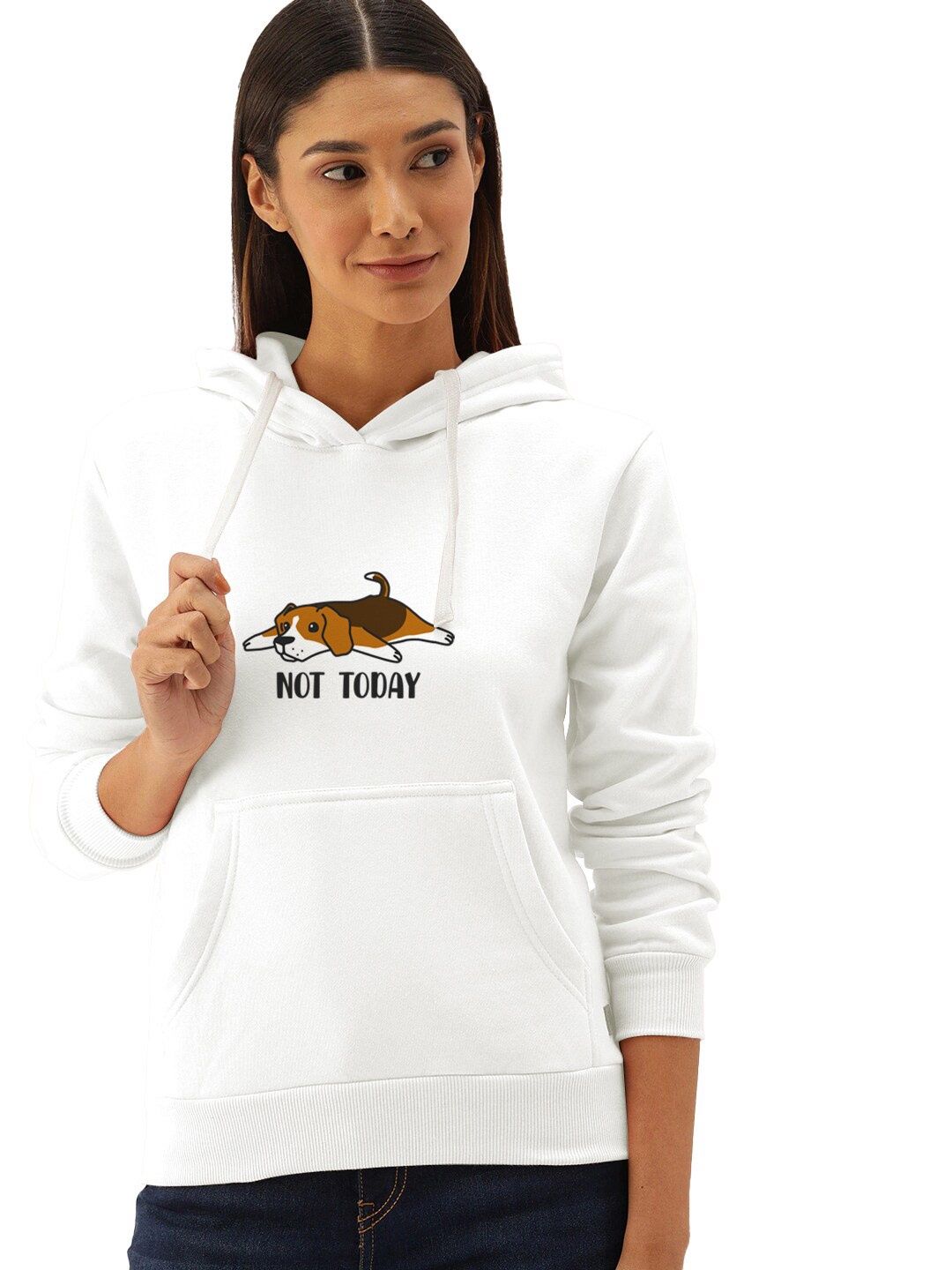 

BAESD Graphic Printed Hooded Cotton Sweatshirt, White