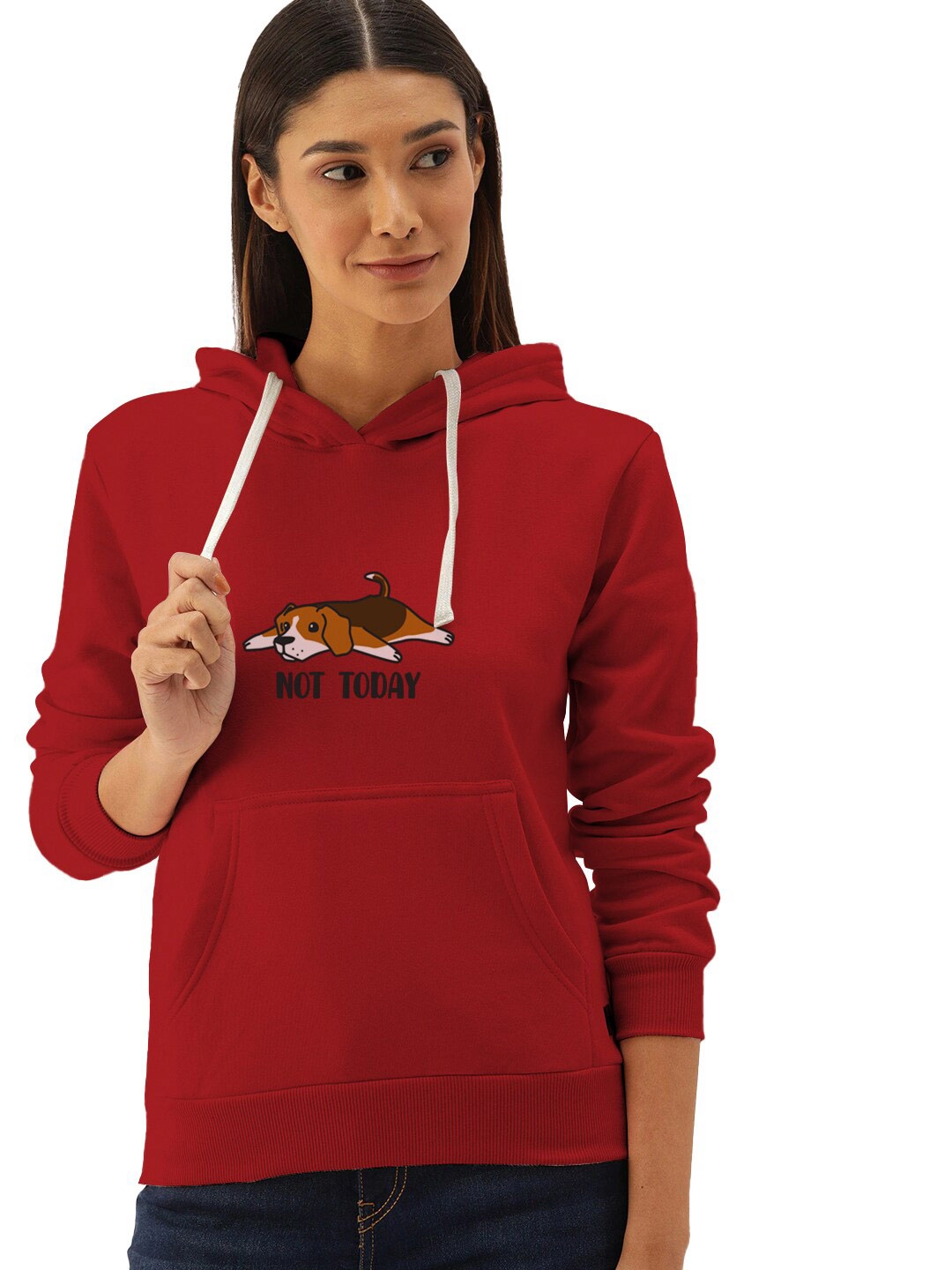 

BAESD Graphic Printed Hooded Cotton Sweatshirt, Red