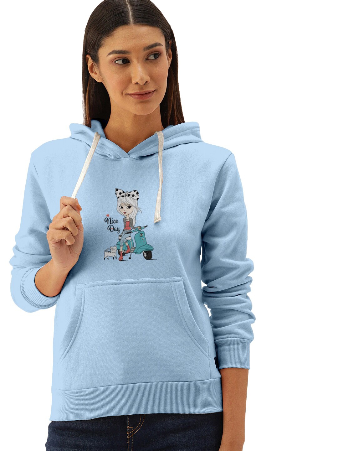 

BAESD Graphic Printed Hooded Cotton Pullover Sweatshirt, Blue