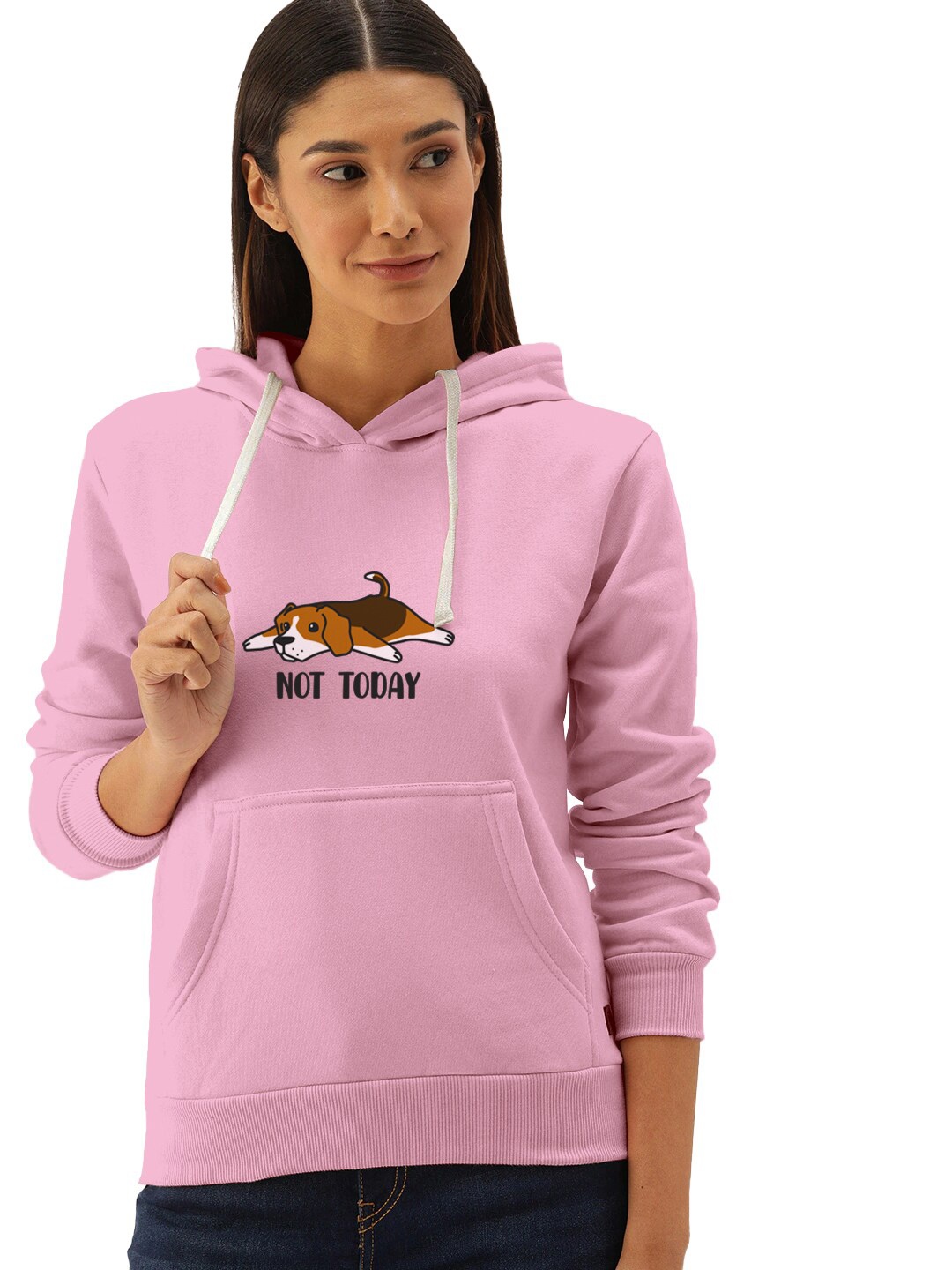 

BAESD Graphic Printed Hooded Cotton Sweatshirt, Pink