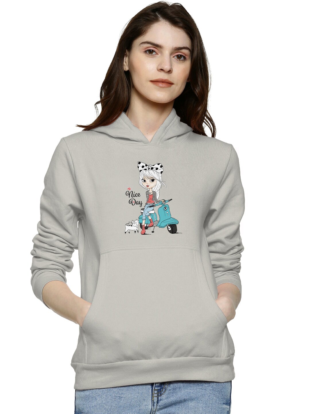 

BAESD Graphic Printed Hooded Cotton Pullover Sweatshirt, Grey