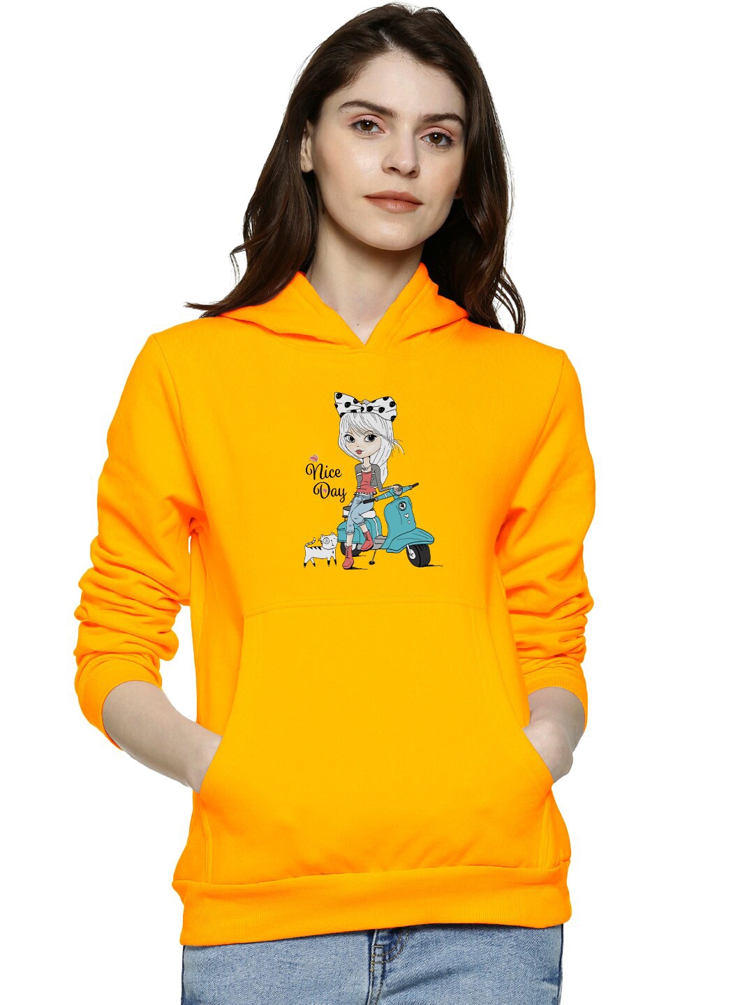 

BAESD Graphic Printed Hooded Cotton Pullover Sweatshirt, Yellow