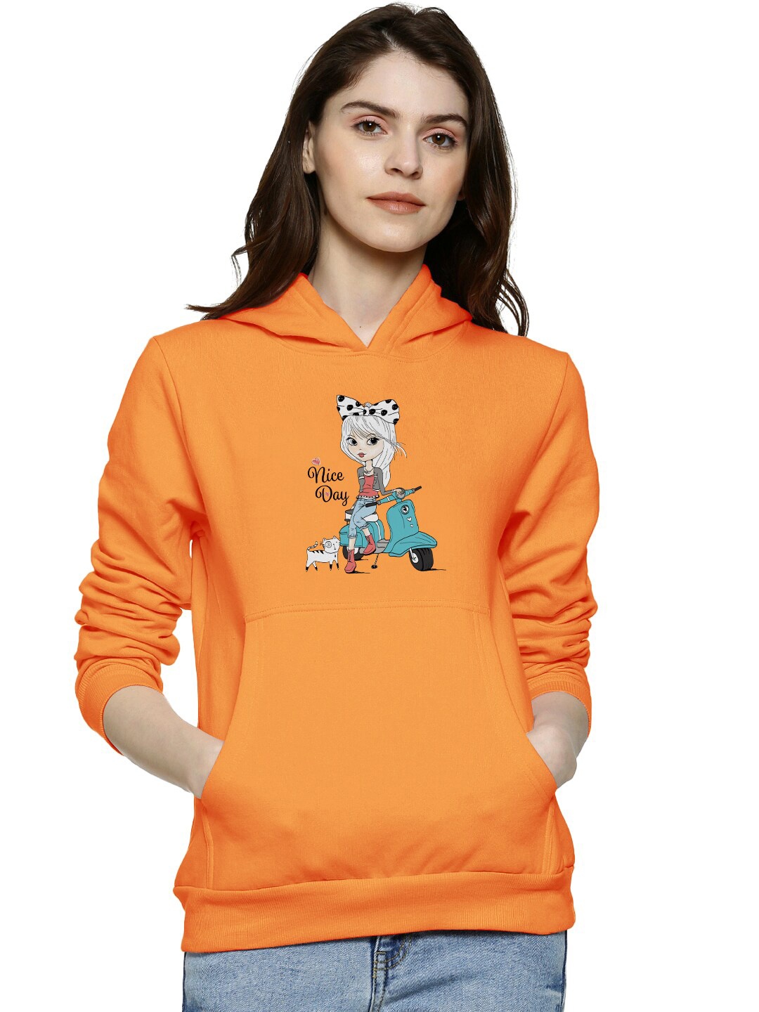 

BAESD Graphic Printed Hooded Cotton Pullover Sweatshirt, Orange