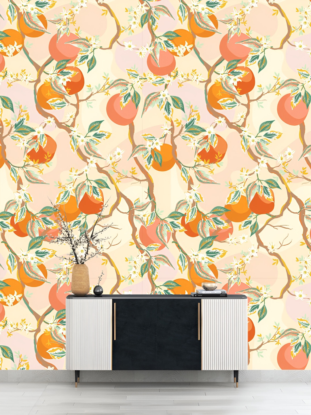 

DWELLSINDIA Beige & Orange Printed Waterproof Self-Adhesive Wall Sticker