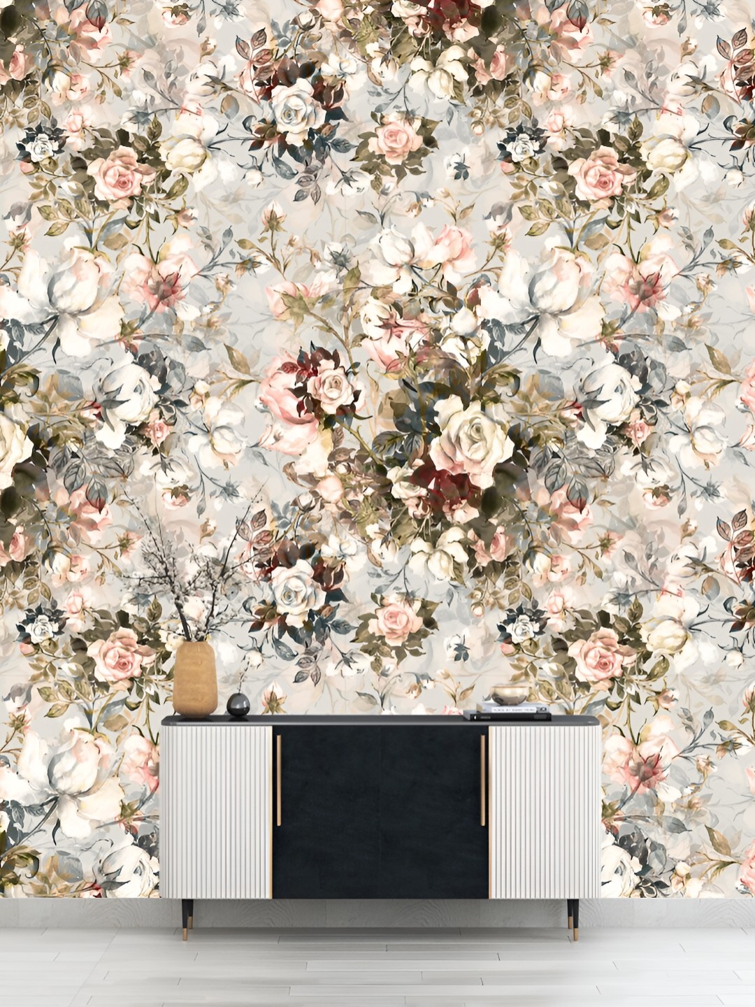 

DWELLSINDIA Green & Brown Floral Printed Waterproof Wall Sticker