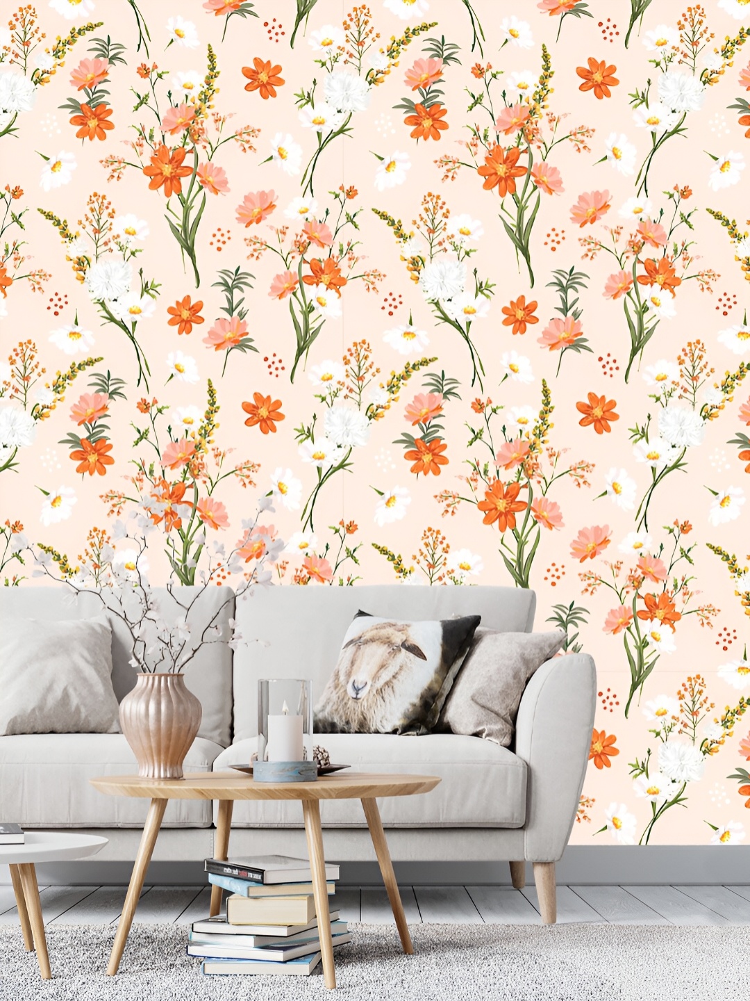 

DWELLSINDIA Pink & Red Floral Printed Waterproof Wall Sticker