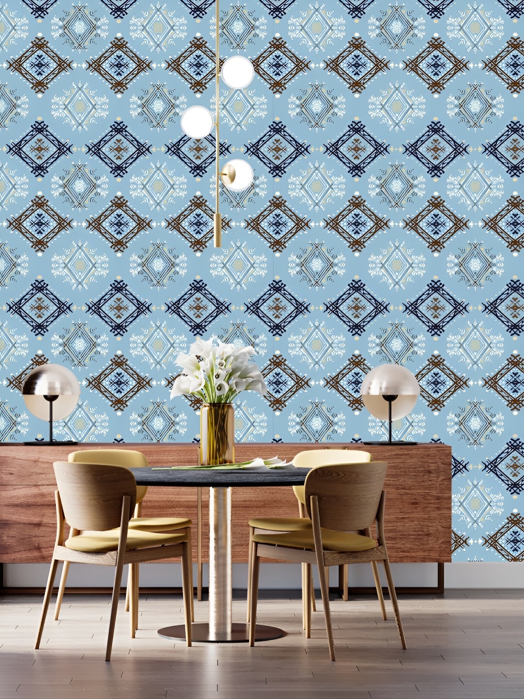

DWELLSINDIA Blue & Black Abstract Printed Waterproof Wall Sticker