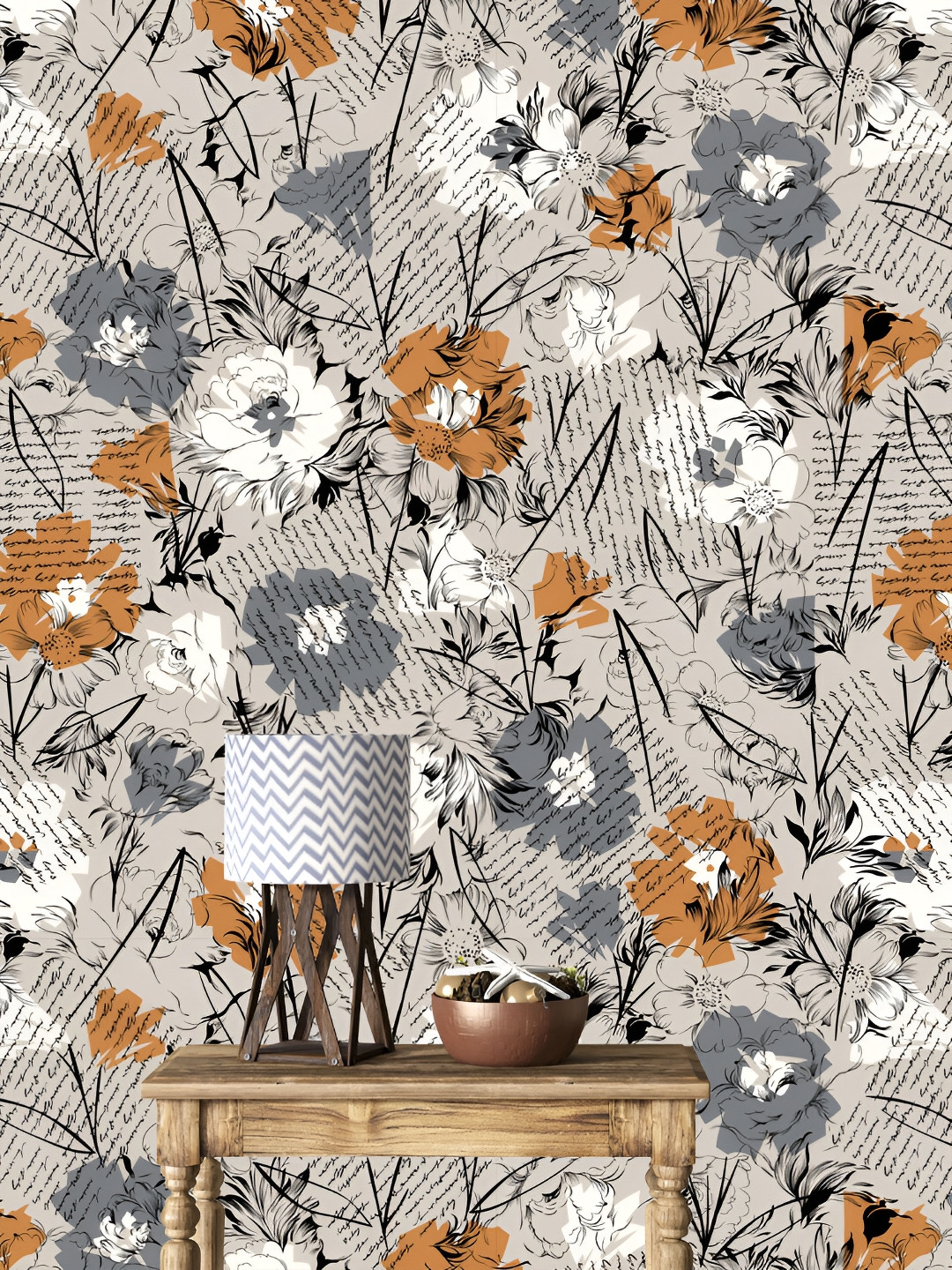 

DWELLSINDIA Beige & Brown Floral Printed Self Adhesive Waterproof Wallpaper