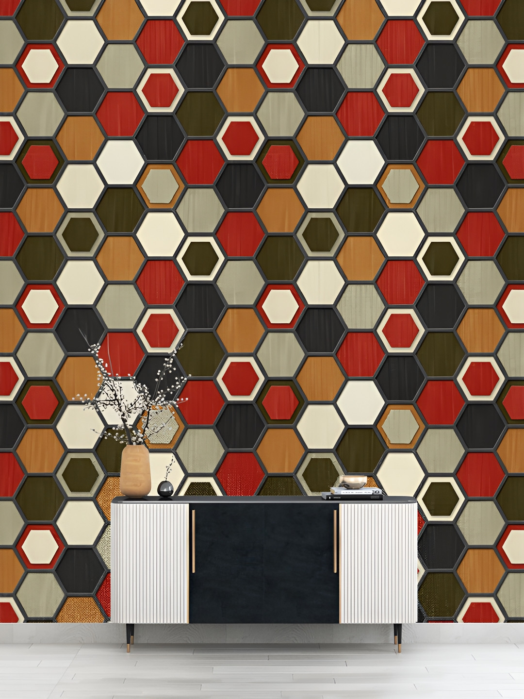 

DWELLSINDIA Green Hexagon Printed Self Adhesive Wallpaper