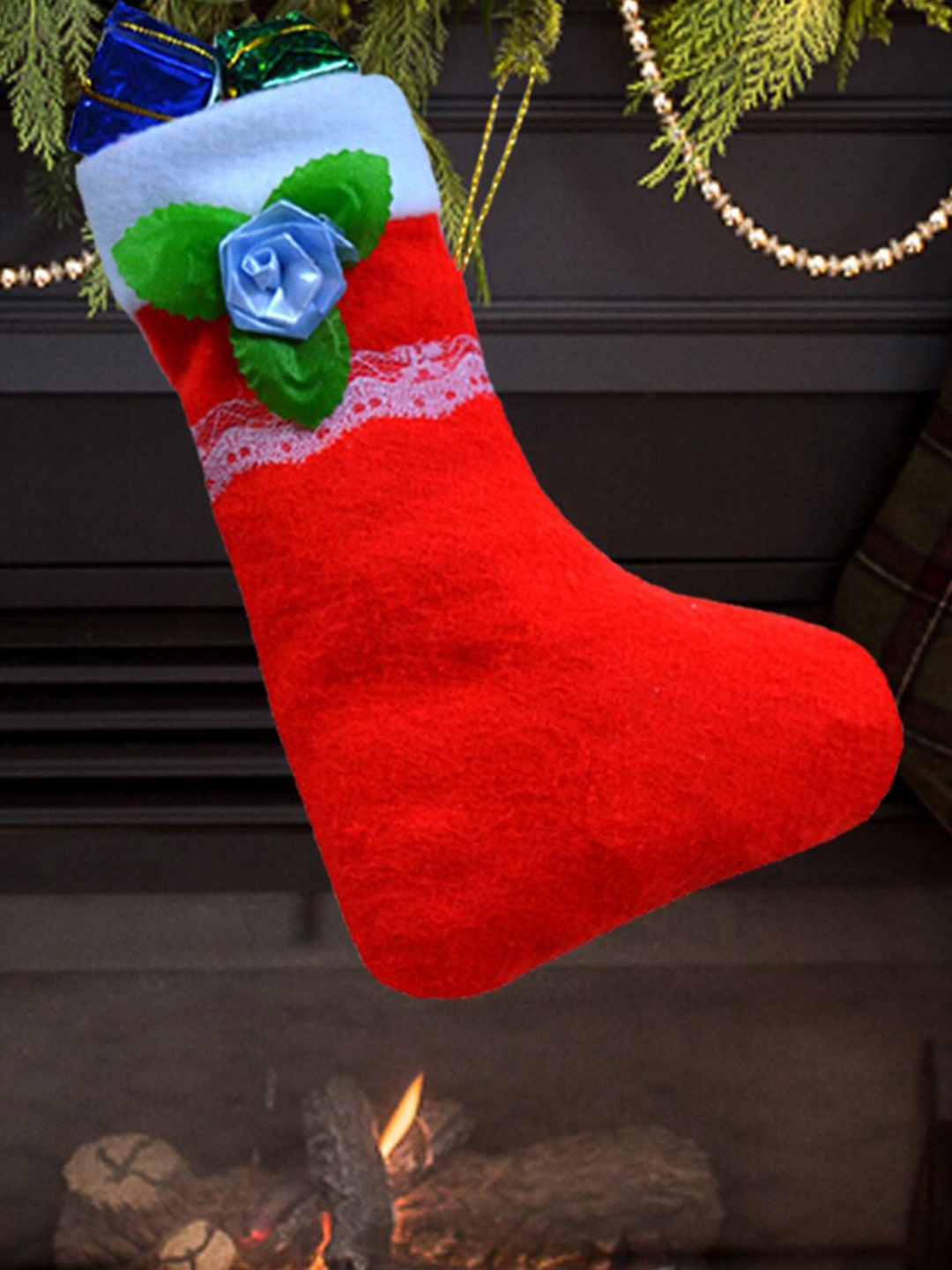 

ME & YOU Red & White Decorative Christmas Hanging Stockings