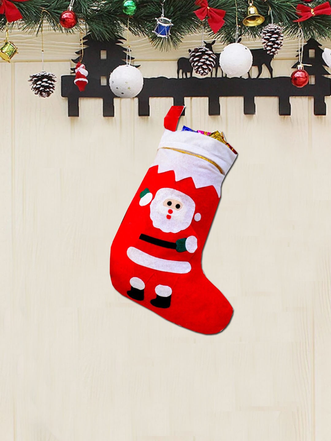 

ME & YOU Red & White Printed Decorative Christmas Hanging Stockings