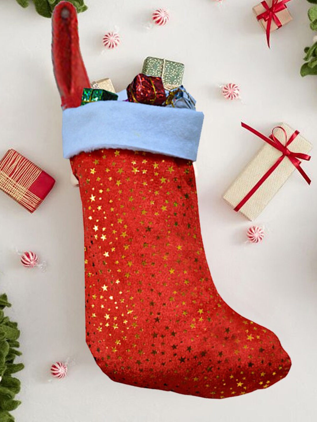 

ME & YOU Red & White Printed Decorative Christmas Hanging Stockings