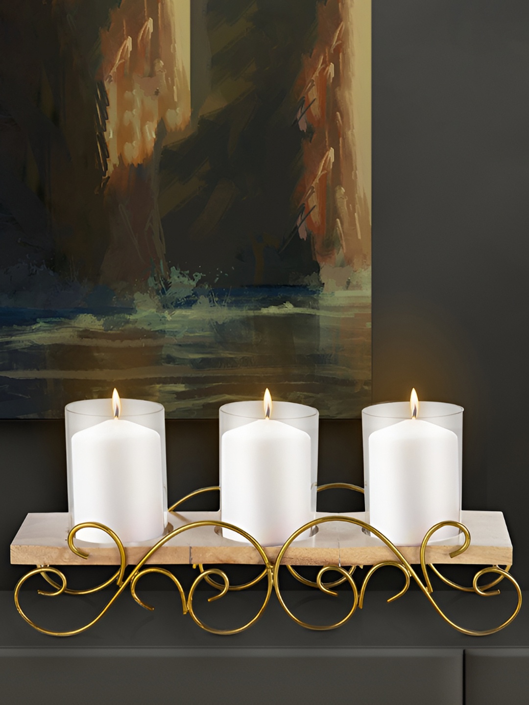 

House of Sajja Brown &Transparent Textured Candle Holder