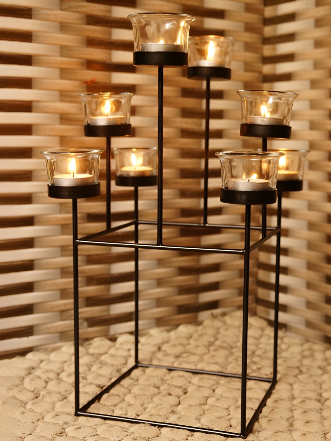 

House of Sajja Black Vertical Shaped Candle Holder