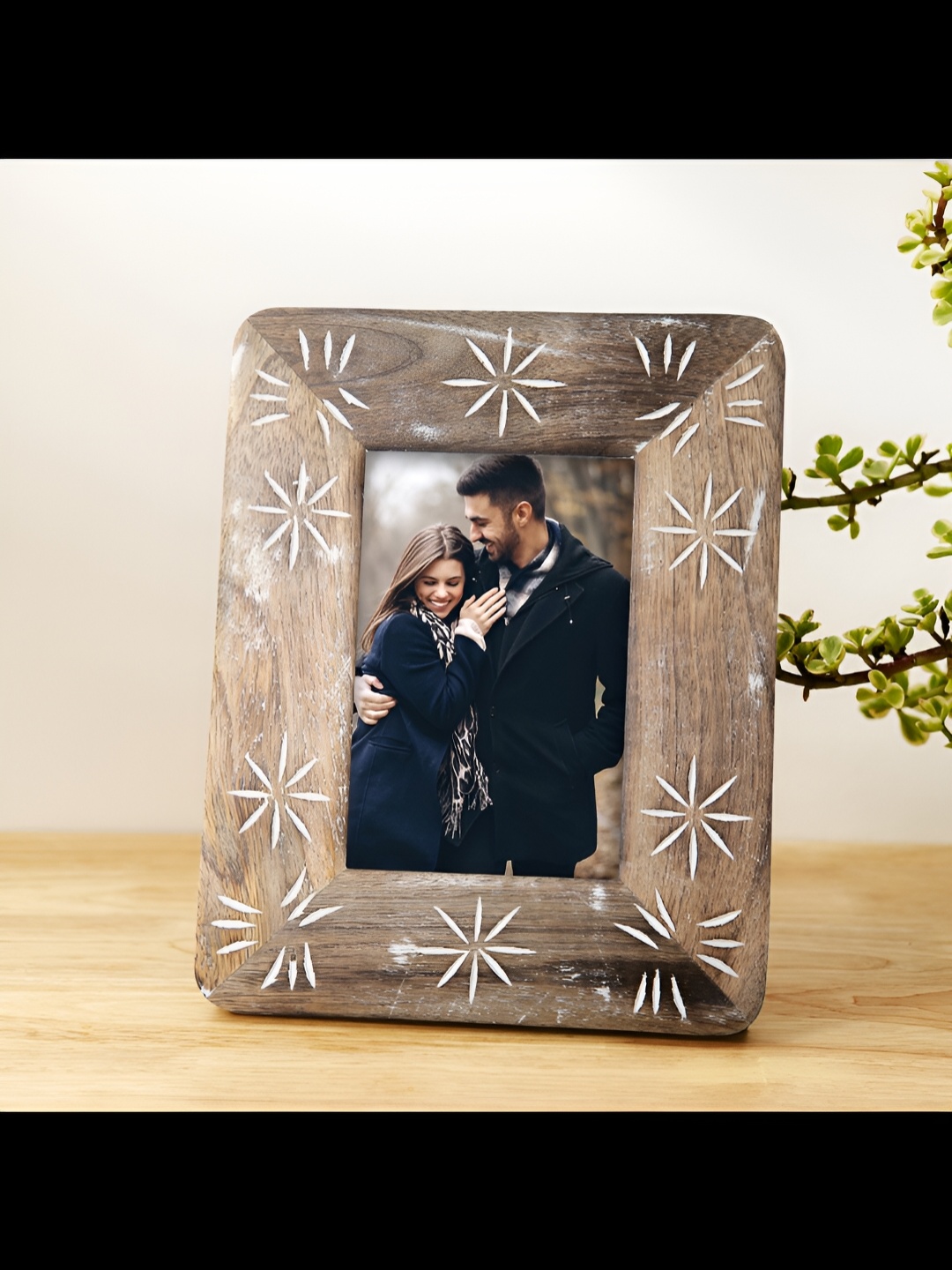 

House of Sajja Brown Wooden Table Photo Frame