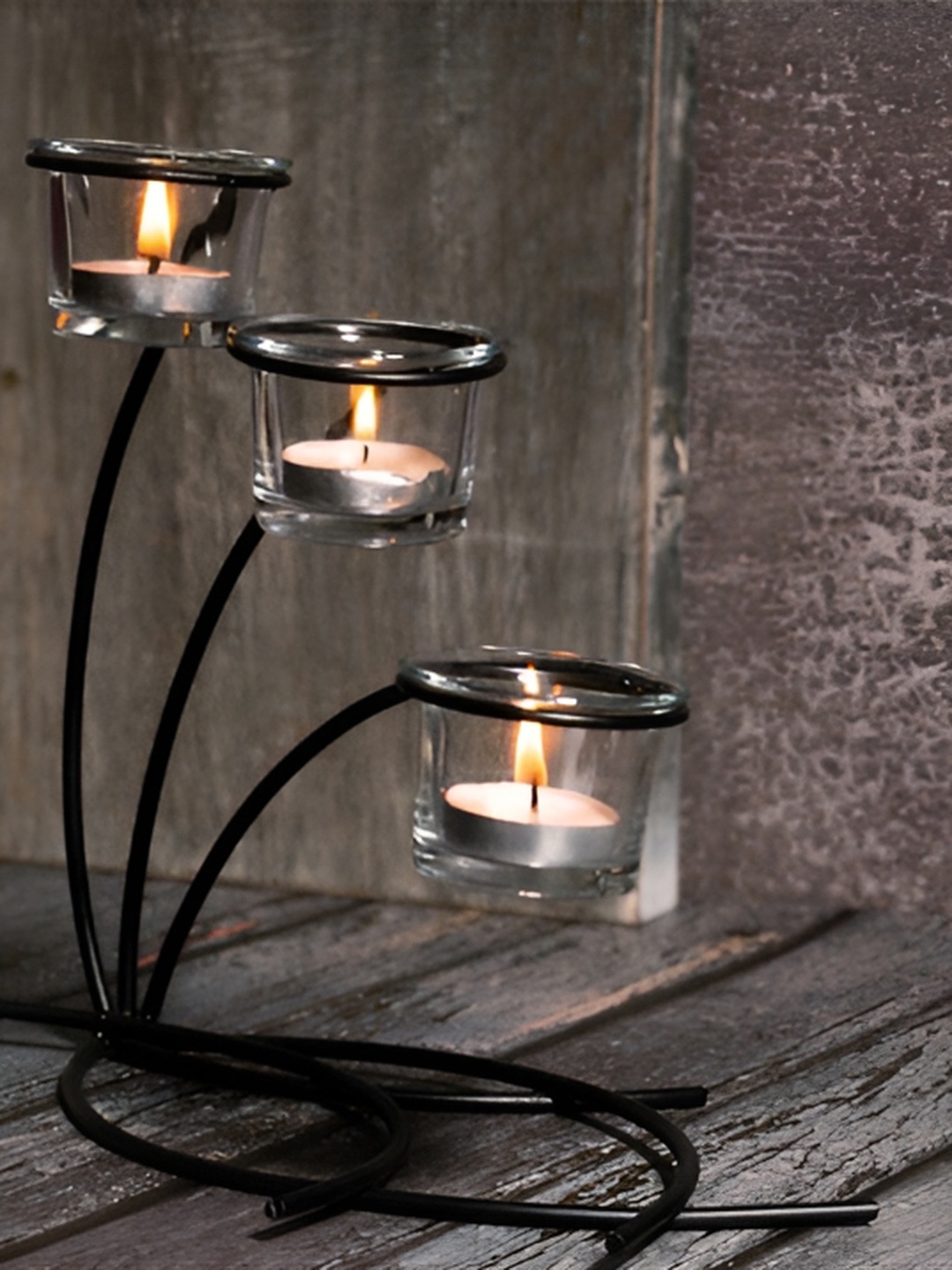 

House of Sajja Black &Transparent Branches Design Candle Holder