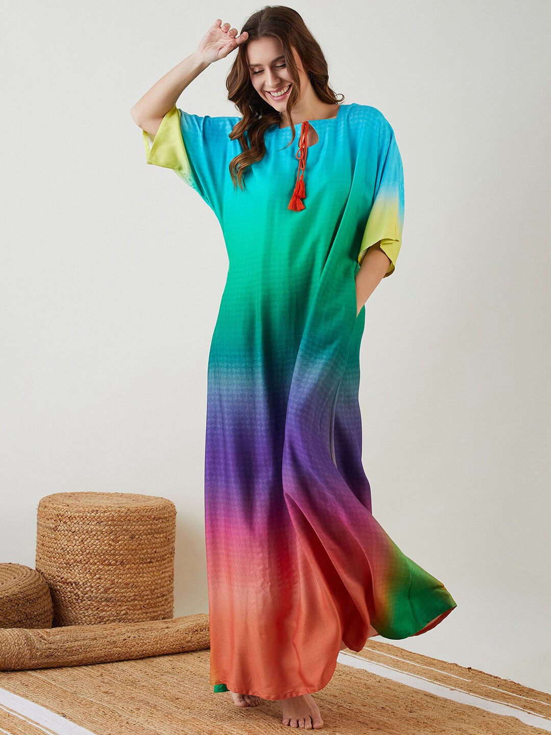 

The Kaftan Company Dyed Maxi Nightdress, Pink