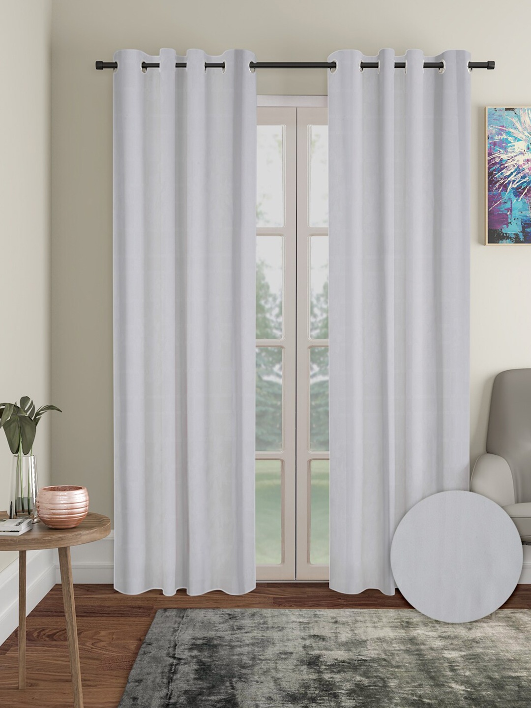 

Aura 2 Pieces out Long Door Curtains, Grey