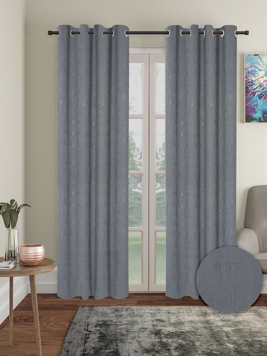 

Aura 2 Pieces Blackout Door Curtains, Grey