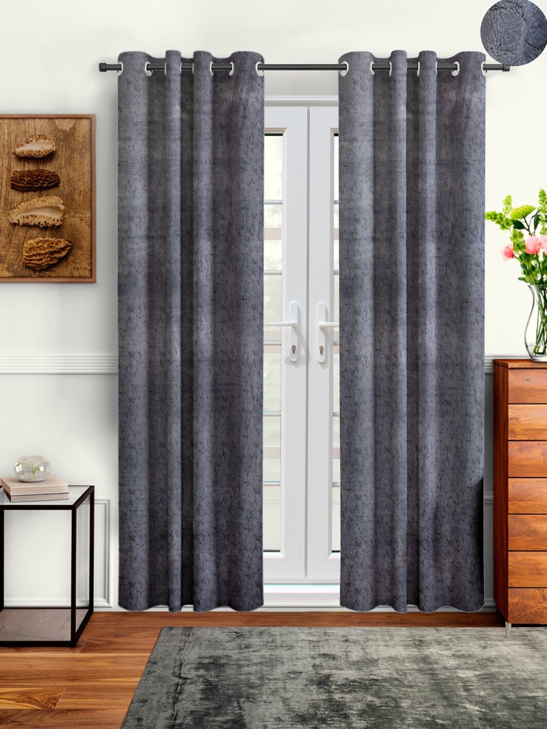 

Aura 2 Pieces Velvet out Long Door Curtains, Grey