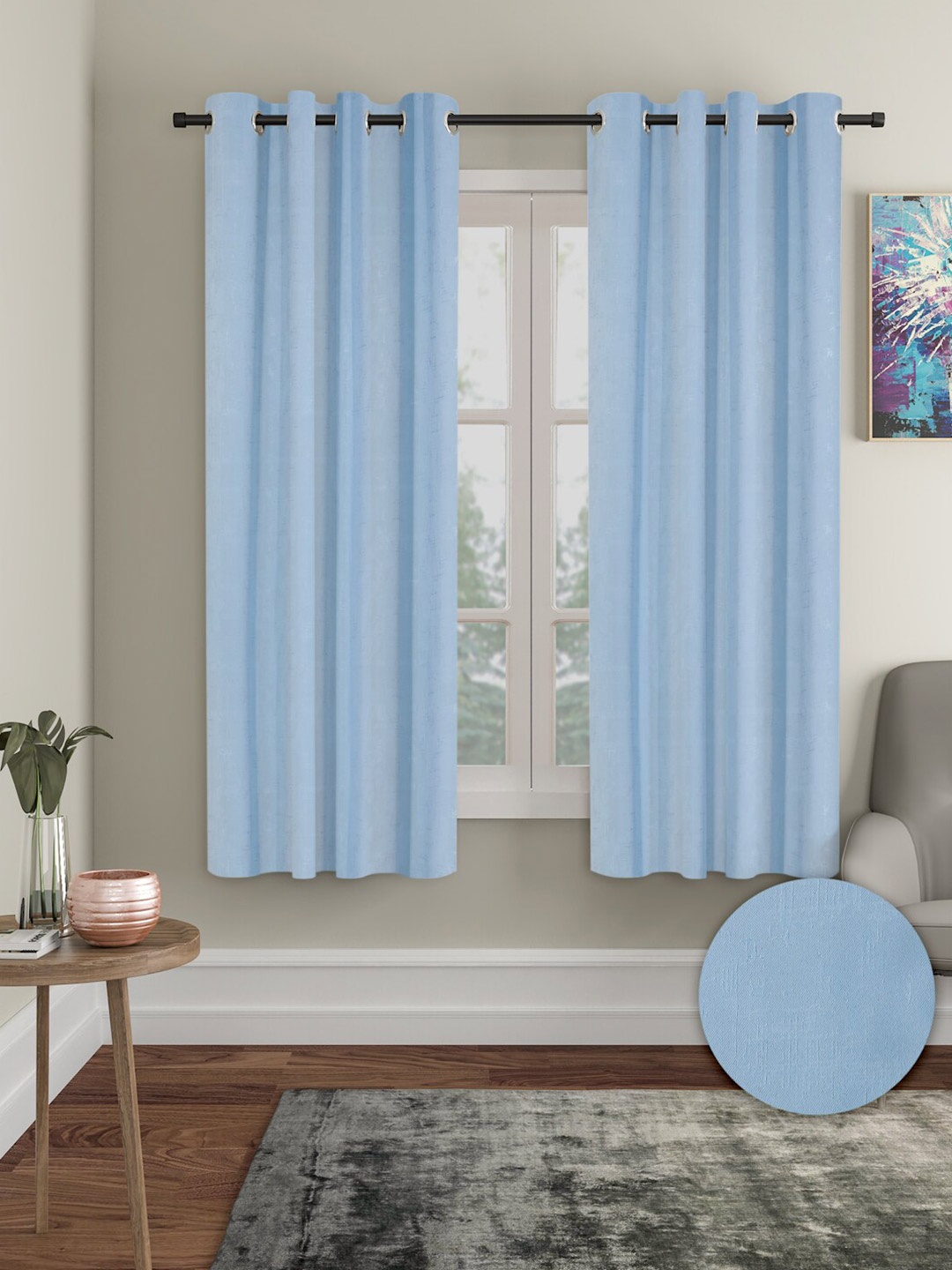 

Aura 2 Pieces Black-Out Window Curtains, Blue