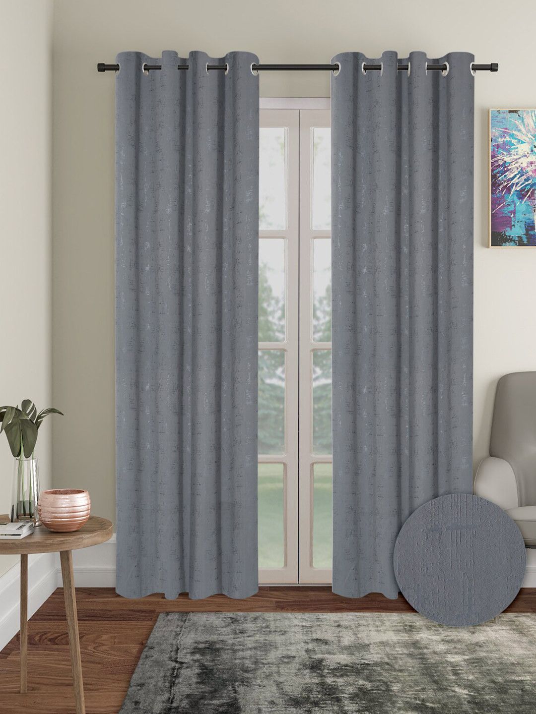 

Aura 2 Pieces out Long Door Curtain, Grey
