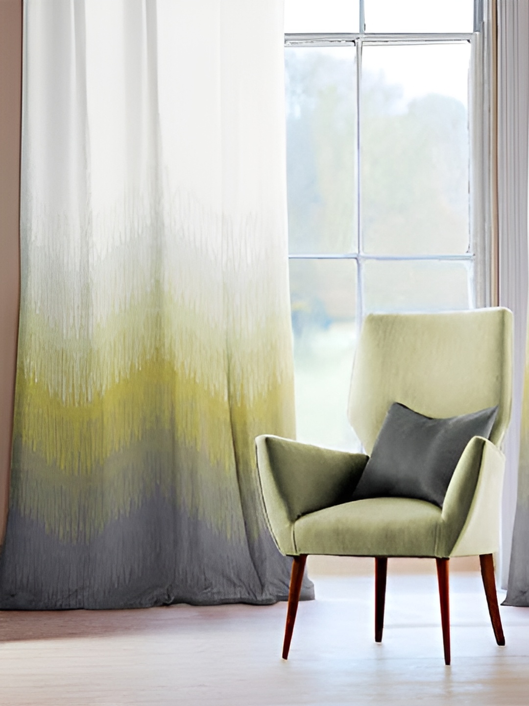 

CASABLEU Lime Green 2 Pieces Black Out Eyelet Door Curtains
