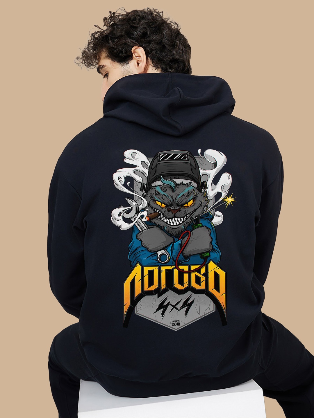 

BAESD Graphic Printed Hooded Fleece Pullover Sweatshirt, Navy blue