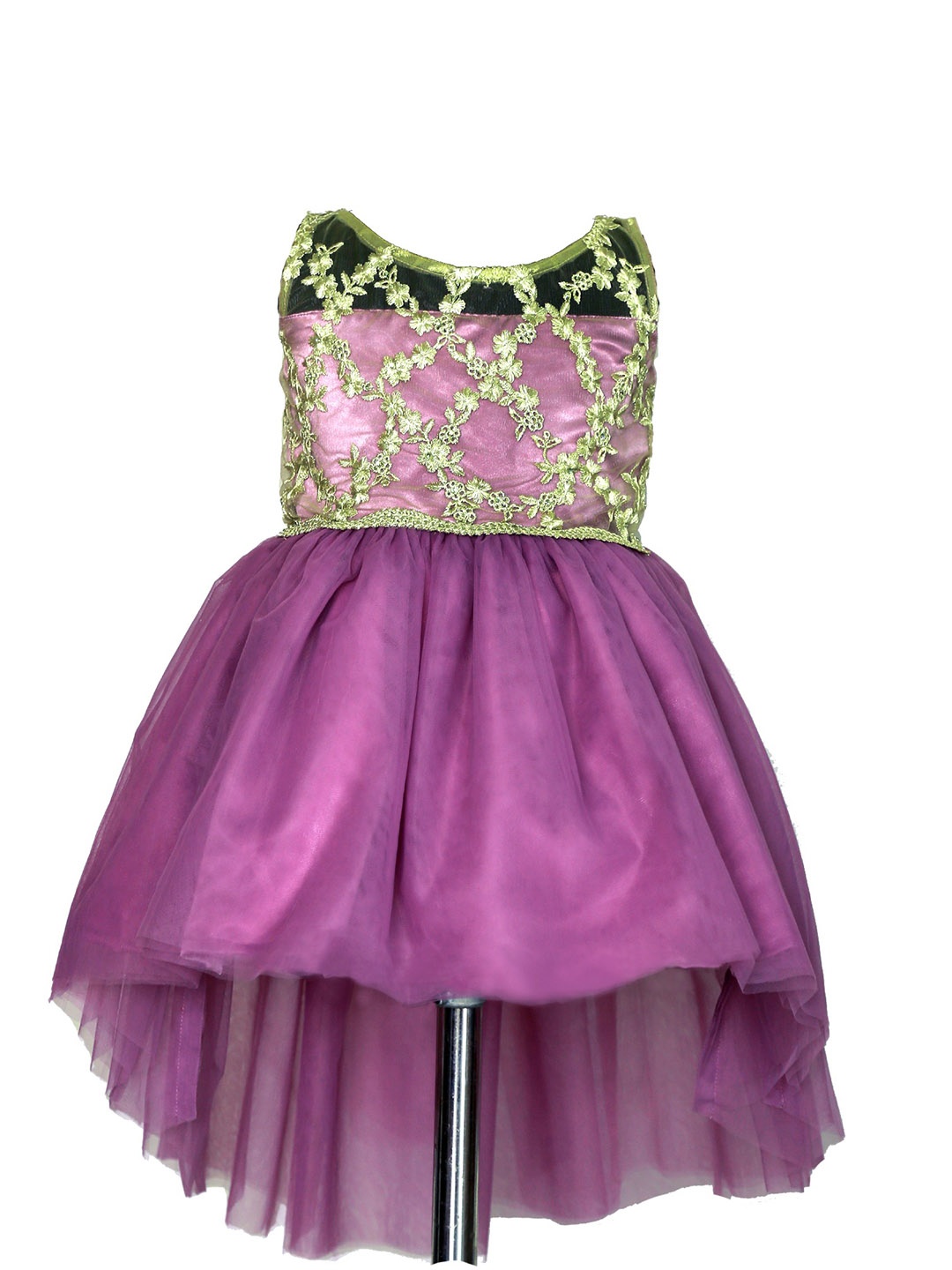 

BAESD Girls Floral Embroidered Gathered Net Fit & Flare Dress, Purple