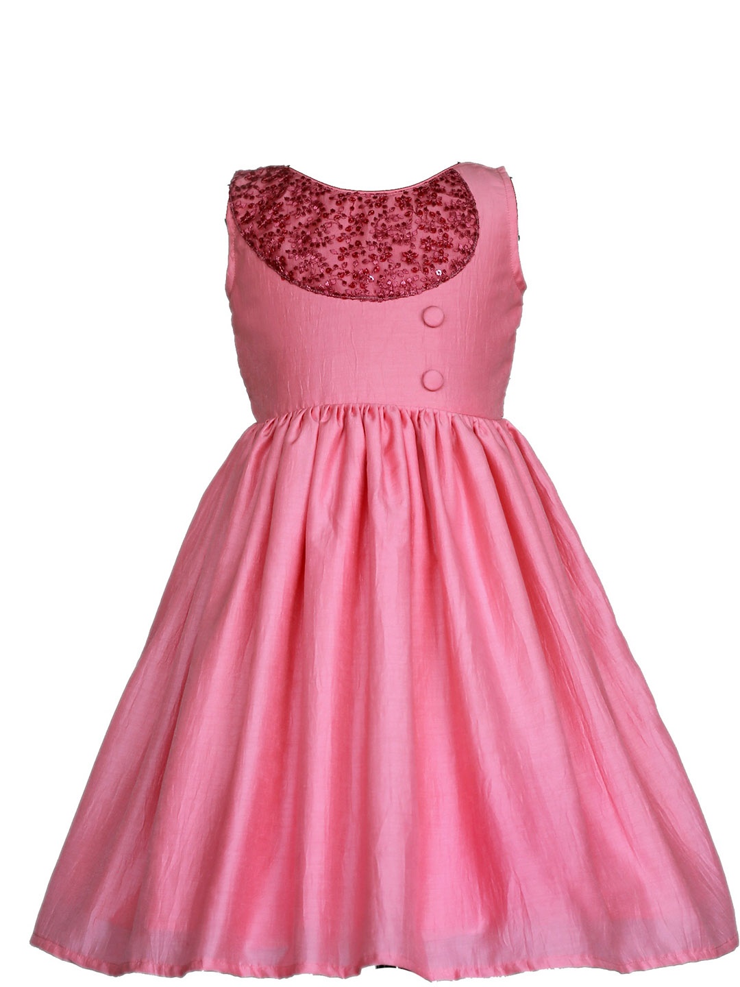 

BAESD Girls Sleeveless Embellished Detail Chinnon Silk Fit & Flare Dress, Pink