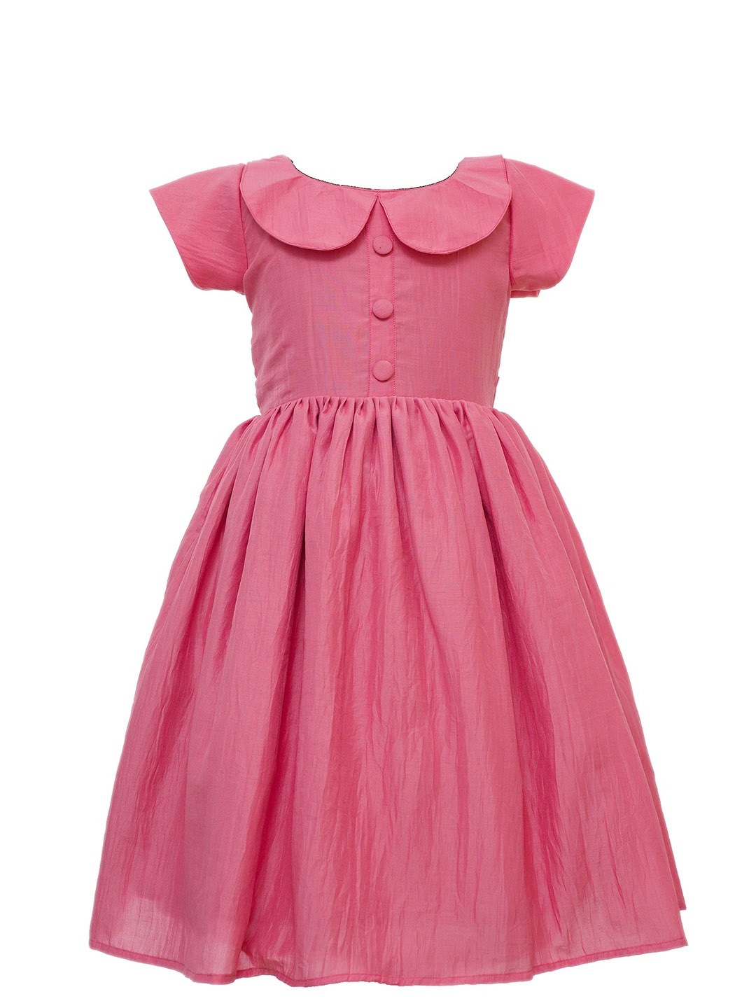 

BAESD Girls Peter Pan Collar Chinnon Silk Fit & Flare Dress, Pink