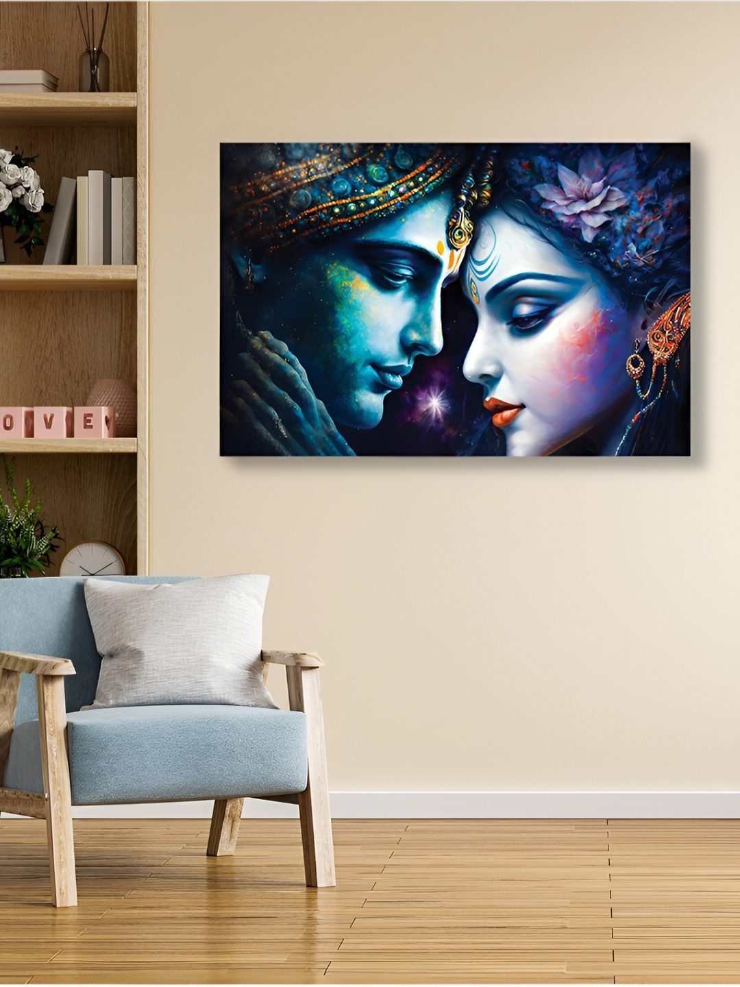 

CVANU Blue & White Religious Rectangle Canvas Wall Painting