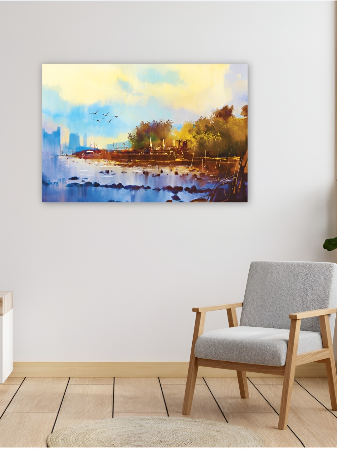 

CVANU Green & Blue Abstarct Canvas Painting Wall Art