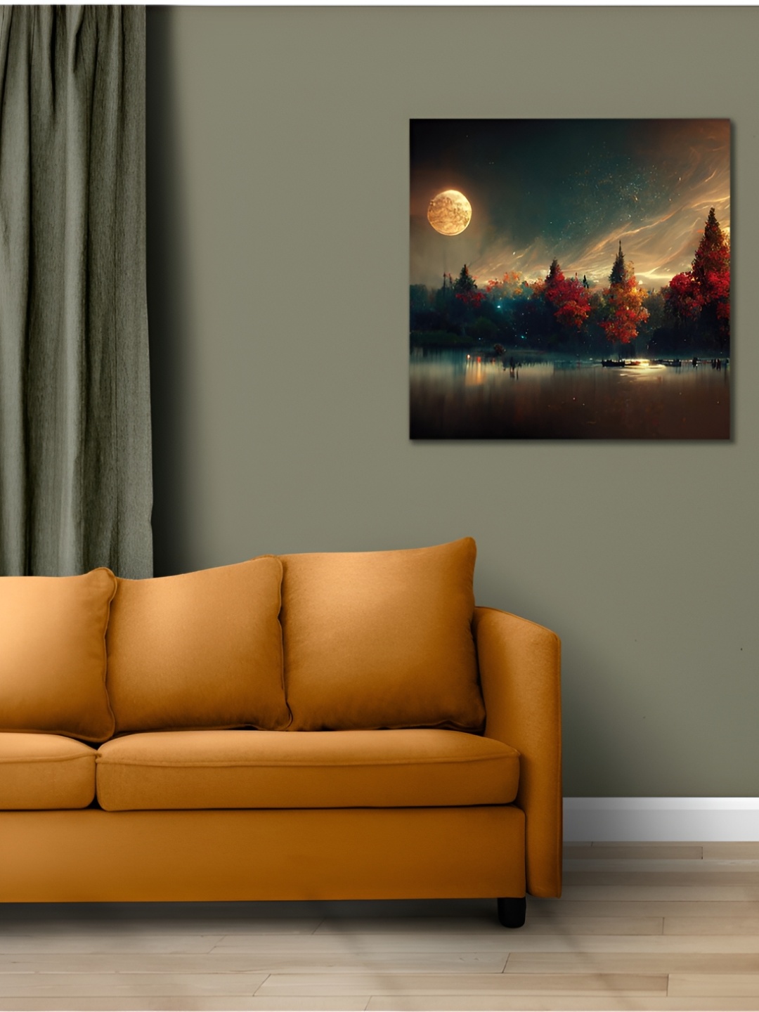

CVANU Green & Red Floral & Botanical Canvas Painting Wall Art